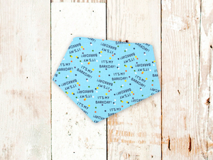 "Barkday on Blue" Dog Bandana