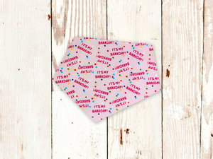 "Barkday on Pink" Dog Bandana