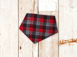 "Black/Red Tartan Plaid FLANNEL" Dog Bandana