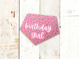 "Birthday Girl" Pink Sprinkles Dog Bandana