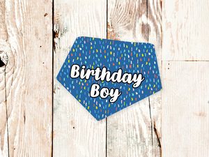 "Birthday Boy" Blue Party Dog Bandana