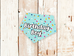 "Birthday Boy" Confetti Dog Bandana